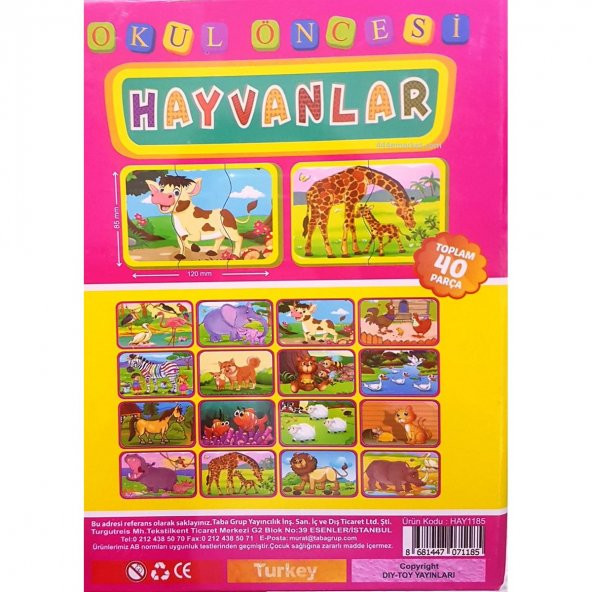 Eğitici Bebek Yapbozu Hayvanlar Tamamlama Kartları Eşleştirme Kartları - 2