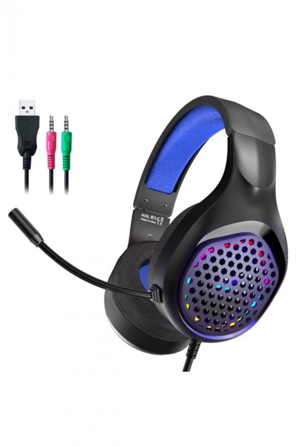 Xmowi R1 Gaming Mikrofonlu Rgb Oyuncu Kulaklığı Pc- Dizüstü Ve Ps4 Mavi,siyah