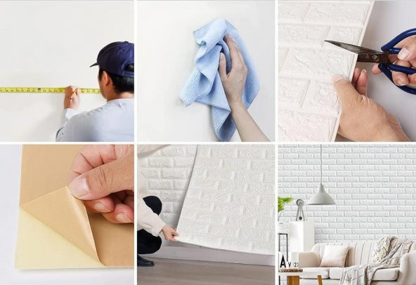 Renkli Duvarlar Kendinden Yapışkanlı Esnek Tuğla Duvar Kaplama Kağıdı Paneli - 9