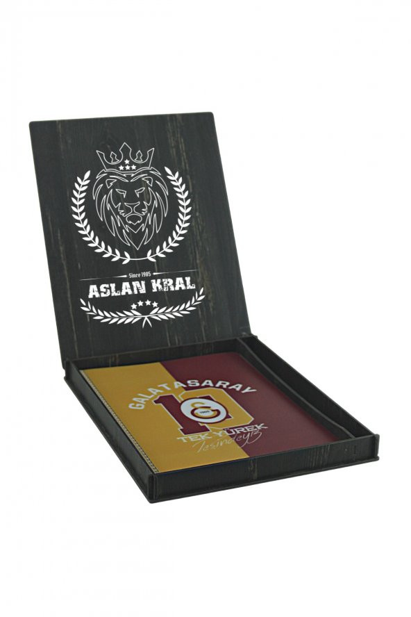 Galatasaray Orijinal Defter Kalem Kırtasiye Ahşap Kutulu 5li Taraftar Hediye Set