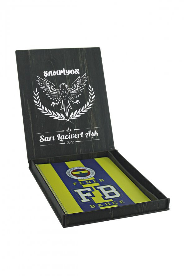 Fenerbahçe Orijinal Defter Kalem Kırtasiye Ahşap Kutulu 4lü Taraftar Hediye Set