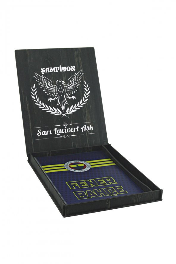 Fenerbahçe Orijinal Defter Kalem Kırtasiye Ahşap Kutulu 5li Taraftar Hediye Set