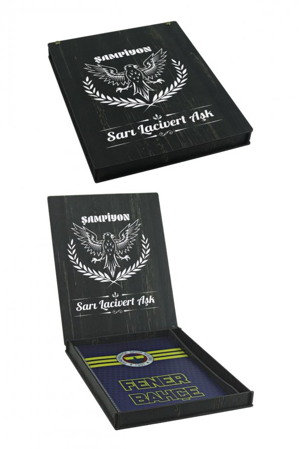 Fenerbahçe Orijinal Defter Kalem Kırtasiye Ahşap Kutulu 5li Taraftar Hediye Set - 2