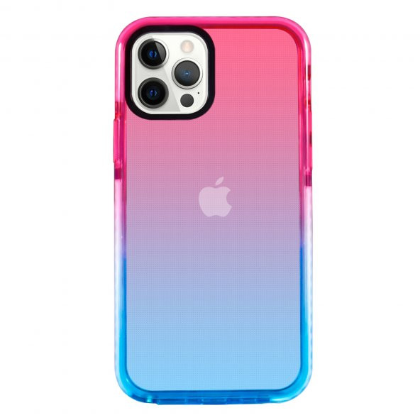 KNY Apple İphone 13 Pro Kılıf Renkli Geçisli Punto Kapak Pembe