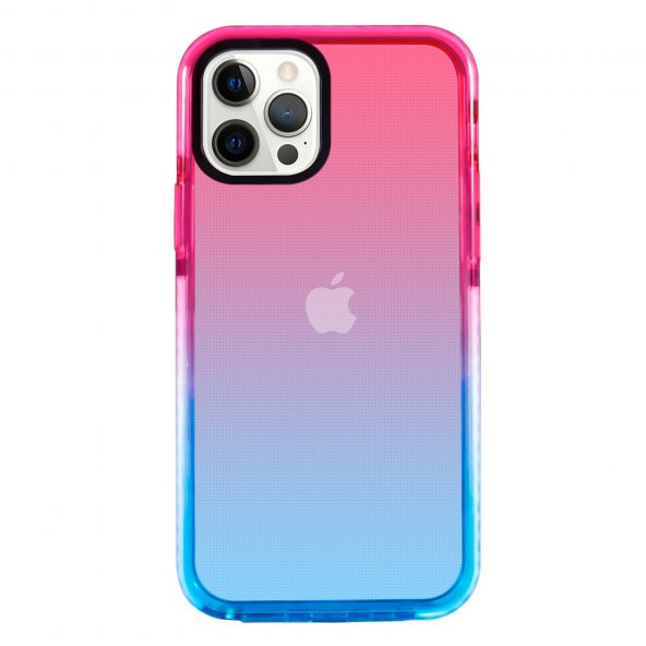 KNY Apple İphone 13 Pro Max Kılıf Renkli Geçisli Punto Kapak Pembe
