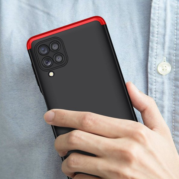KNY Samsung Galaxy M22 Kılıf 3 Parça 360 Ays Kapak Kırmızı - 2