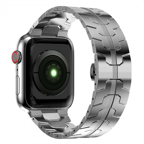 KNY Apple Watch 44 MM İçin Metal Kordon-Kayış KRD-63 Gri