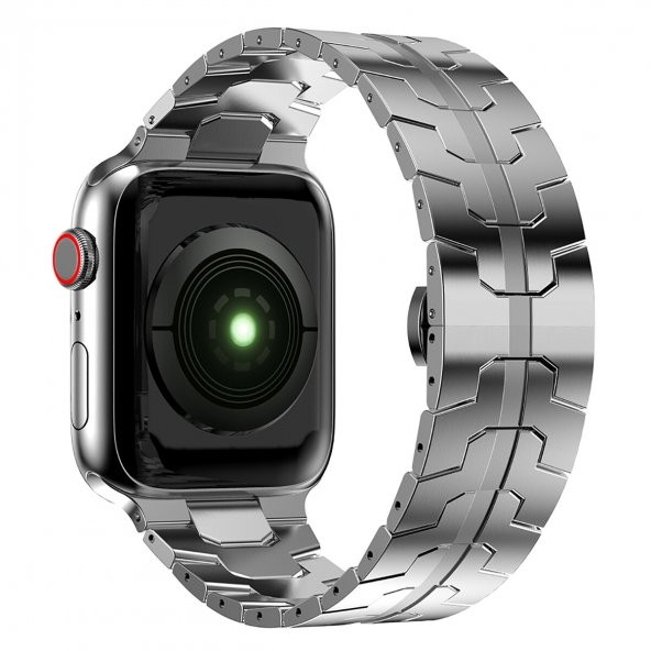 KNY Apple Watch 7 45 MM İçin Metal Kordon-Kayış KRD-63 Gri