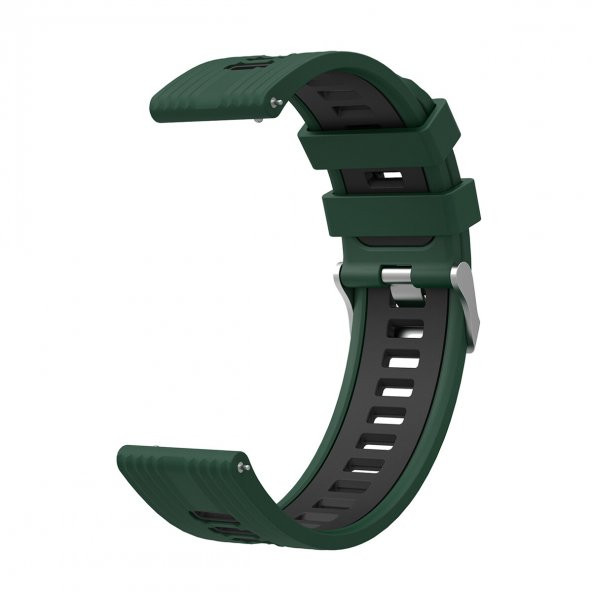 KNY Samsung Galaxy Watch Active 2 40 MM (20 mm) İçin 2 Renkli Kademeli Silikon Kordon-Kayış KRD-55 Yeşil