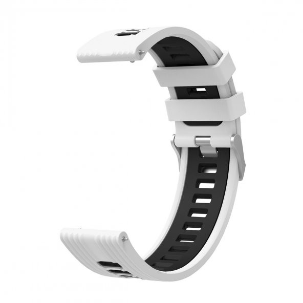 KNY Samsung Galaxy Watch Active 2 40 MM (20 mm) İçin 2 Renkli Kademeli Silikon Kordon-Kayış KRD-55 Beyaz