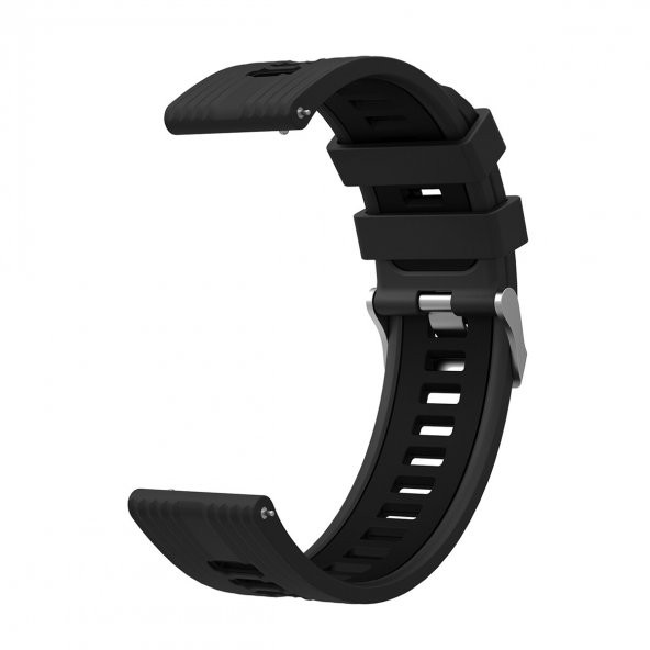 KNY Samsung Galaxy Watch 3 41 MM (20 mm) İçin 2 Renkli Kademeli Silikon Kordon-Kayış KRD-55 Siyah