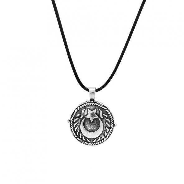 Nipora Ayyıldız Temalı Açılır Kapaklı İçinde Ayetel Kürsi Yazılı 925 Ayar Gümüş Dua Kolye - 3