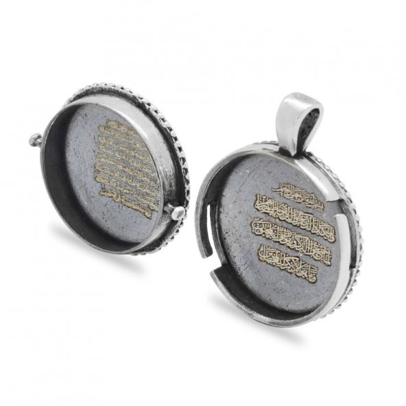 Nipora Ayyıldız Temalı Açılır Kapaklı İçinde Ayetel Kürsi Yazılı 925 Ayar Gümüş Dua Kolye - 5