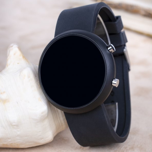 Yuvarlak Dijital Led Ekran Siyah Silikon Kordonlu Unisex Kol Saat ST-303737 - 2