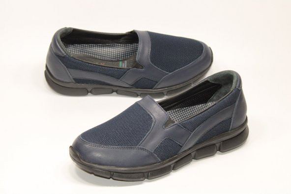 HANIMCA HAKİKİ DERİ HAFİF TABAN ORTOPEDİK BAĞSIZ KADIN GÜNLÜK LACİVERT AQUA AYAKKABI - 2