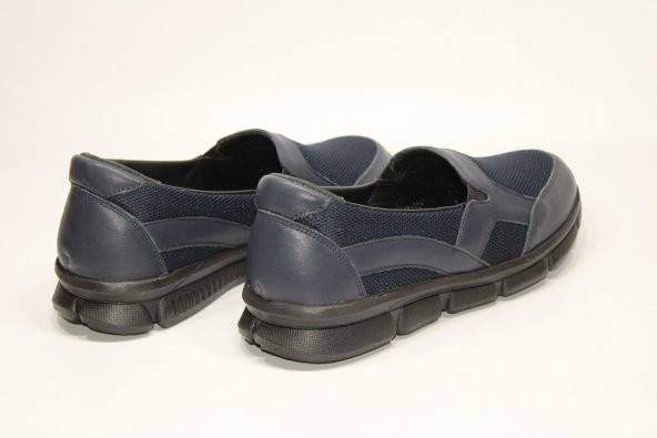 HANIMCA HAKİKİ DERİ HAFİF TABAN ORTOPEDİK BAĞSIZ KADIN GÜNLÜK LACİVERT AQUA AYAKKABI - 6