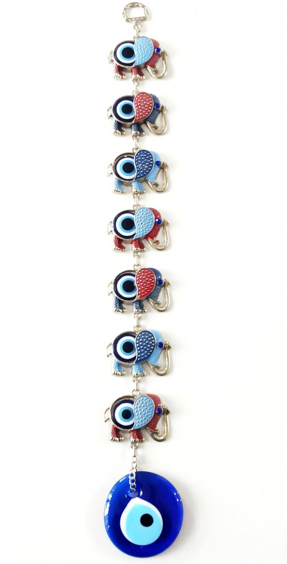 Yedi Filli Nazar Boncuklu Duvar Süsü Gümüş Kaplama Mine İşlemeli Duvar Dekorasyonu ürün görseli