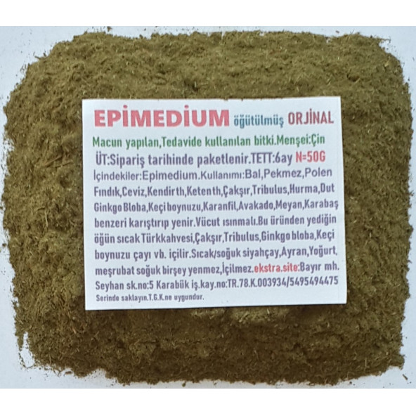 Epimedum Öğütülmüş  Toz 50 G