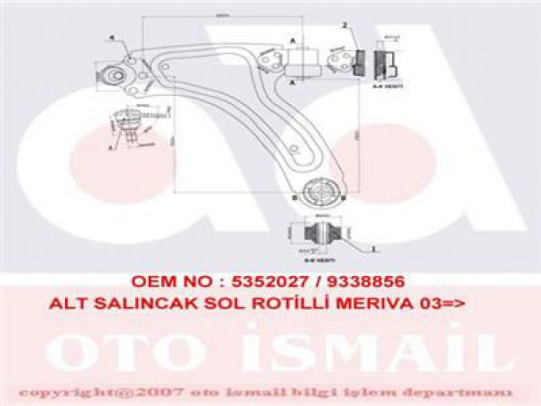 KAPIMSAN 18-70138-ALT SALINCAK KOMPLE SOL MERIVA 1.4 16V TWINPART-1.6-1.6 16V-1.8-1.3CDTI-1.7DTI-1