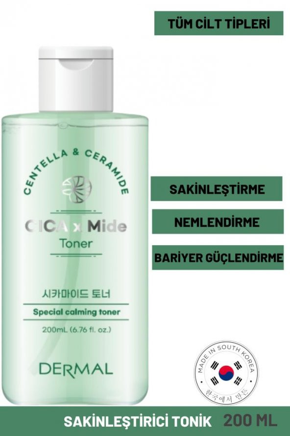 Dermal CICA x Mide Toner Centella Asiatica ve Seramid Özlü Sakinleştirici Tonik 200 ML - 2