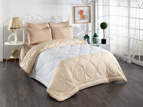 Bayev 4 Yastık Kılıflı Düz Renk Pamuklu Uyku Seti - Bej Beyaz