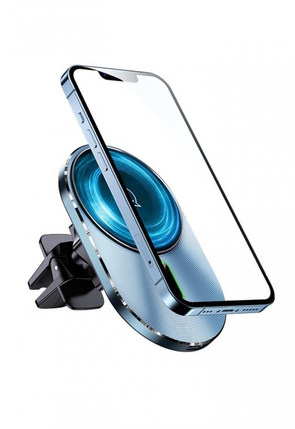 Usams US-CD170 15W 2in1 TypeC Magsefe, iPhone Manyetik Kablosuz Şarj ve Araç içi Telefon Tutucu - 2