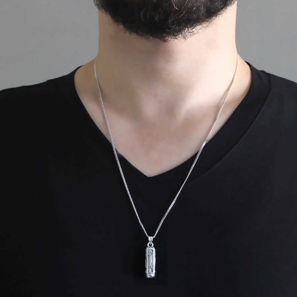 Nipora Zülfikar İşlemeli 925 Ayar Gümüş Cevşen Kolye