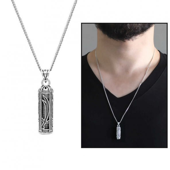 Nipora Zülfikar İşlemeli 925 Ayar Gümüş Cevşen Kolye - 2