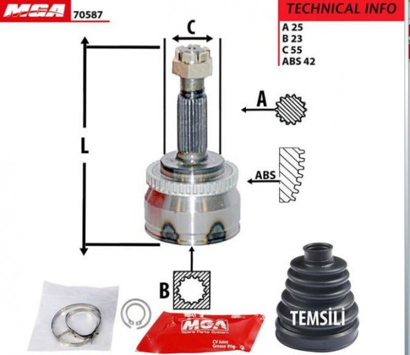 MGA-70587-AKS KAFA DIŞ-(ABSLI)-(NISSAĞ: ALMERA 03 "1.5 DCI DIŞEL"-1.8 BENZINLI" ) (25x23