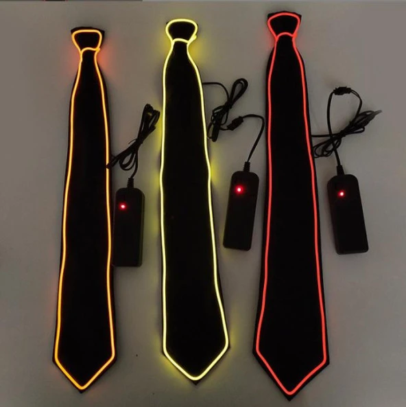 Yeşil Led Işıklı Kravat Siyah Parti Kravatı Floresan Işık Glow Yılbaşı Düğün Eğlence HJ-ENT01 - 2