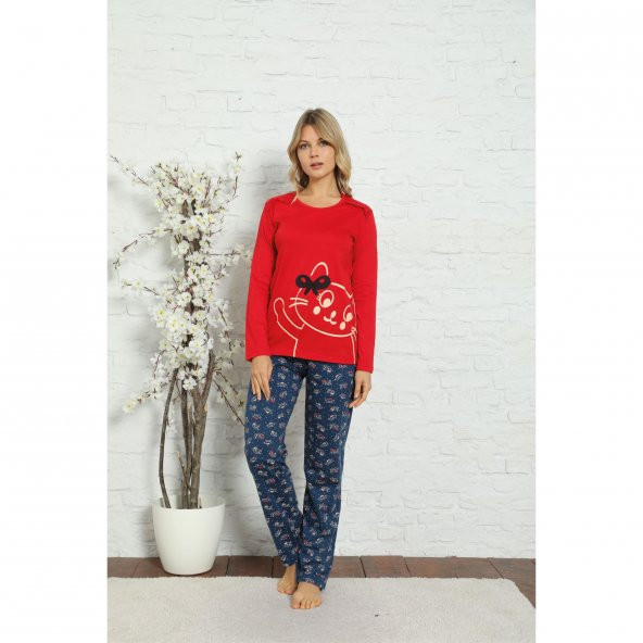 Anne Kız Pijama Takımı Kedi - 2