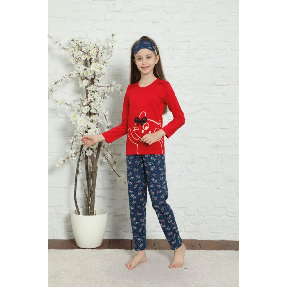 Anne Kız Pijama Takımı Kedi - 3