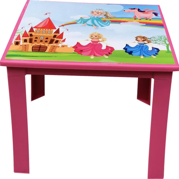 Çocuk Masası Plastik Pembe Prenses Resimli H40 1-3 Yaş İçin