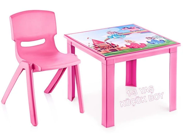 Çocuk Masa Sandalye Takımı Pembe Prenses 1-3 Yaş İçin