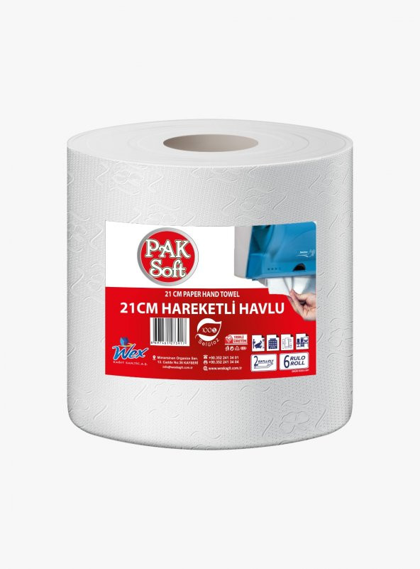 paksoft HAREKETLİ HAVLU 21 CM 6 RULO 3 KG