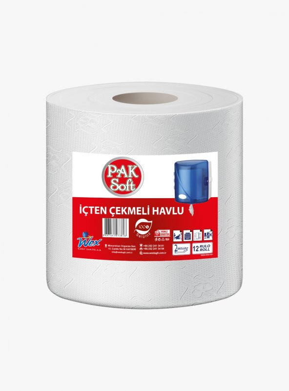 paksoft İÇTEN ÇEKME HAVLU 21 CM 6 RULO 3 KG