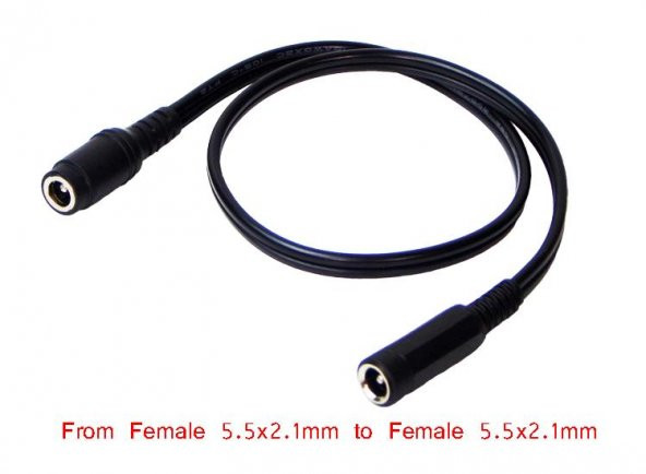 DC 5.5x2.1 mm Dişi - Dişi Birleştirici Ara Kablo - 40 cm