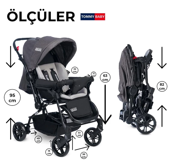 TommyBaby Elegant Çift Yönlü Bebek Arabası Puset - 5