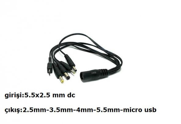 5.5x2.5 mm Dişi - 2.5/3.5/4/5.5/Micro Erkek 5li DC Uç Çevirici