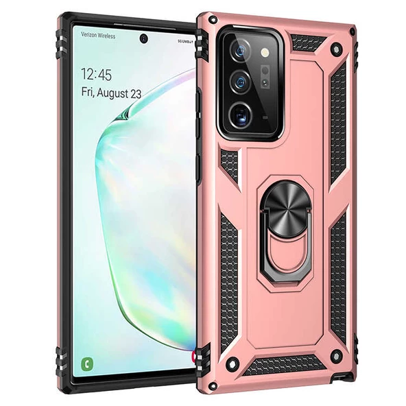Galaxy Note 20 Ultra Kılıf Zore Vega Yüzüklü Standlı Zırh Kılıf - 6