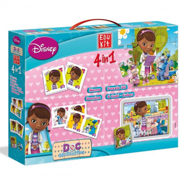Disney Doktor Dottie Çocuk Yapbozu Eşleştirme Oyunu Hafıza Oyunu Küp Puzzle  4 ü 1 Arada Oyun Seti Doktor Mc Stuffins Yapboz