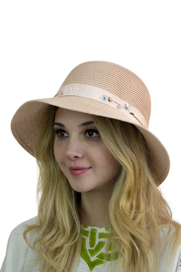 Çiçek Şeritli Kadın Şapka 1297 - 6