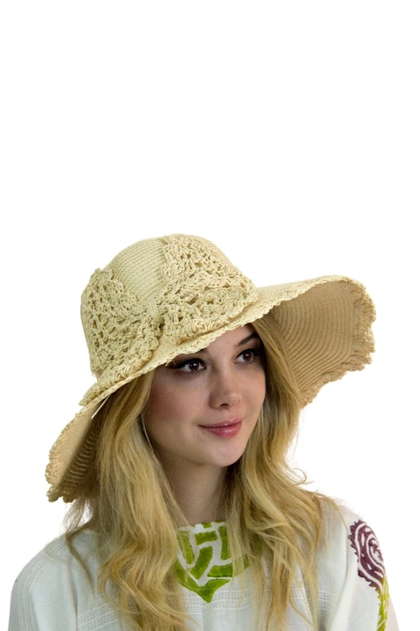 Fırfırlı Kadın Hasır Şapka 1431