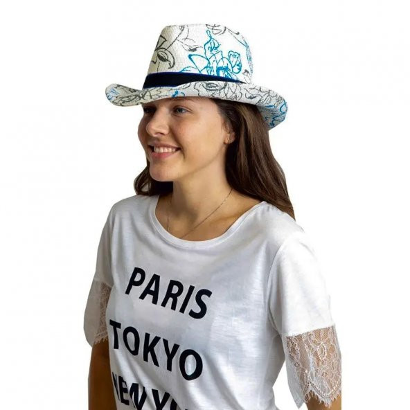 Desenli Kadın Kovboy Şapka 6222 - 2