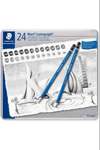 Staedtler Lumograph Kurşun Kalem Metal Kutuda 24 Lü
