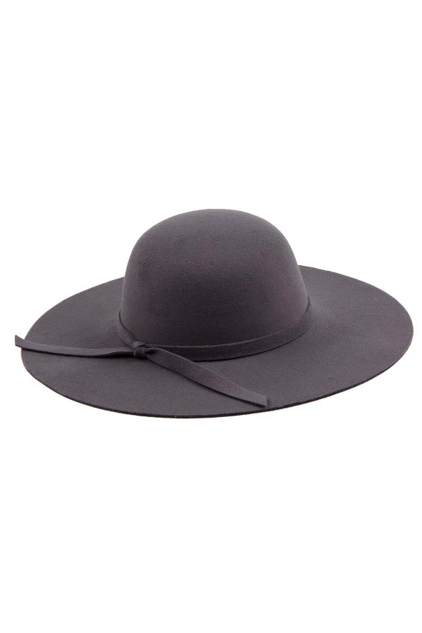 Geniş Kenarlı Kadın Kaşe Şapka 6178 Gri
