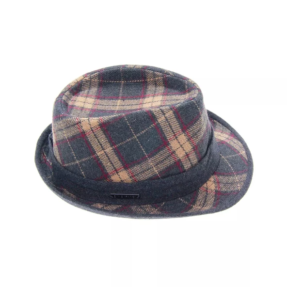 Erkek Ekose Desenli Fötr Şapka 5111 Gri - Resim 2