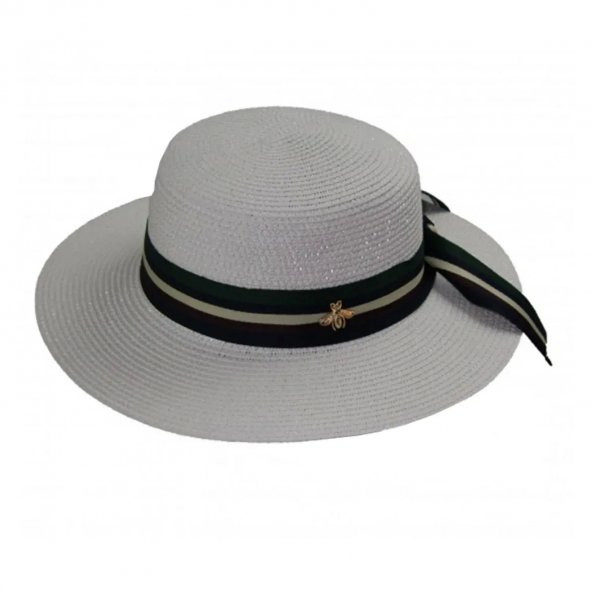 Kadın Şeritli Hasır Şapka 3853