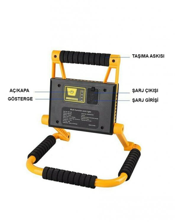 Watton WT-328 20W Şarjlı Outdoor Cob Led Fener 1300 Lümen Ayaklı Projektör - 3