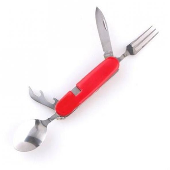 Kumanya Çakısı 4 Fonksiyonlu Kaşık Çatal Kiti Küçük Boy - Resim 2